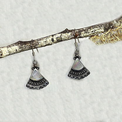 Mother Of Pearl Ornate Sterling Silver Earrings
