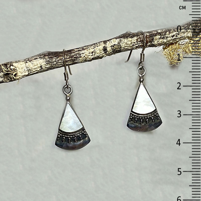 Mother Of Pearl Ornate Sterling Silver Earrings