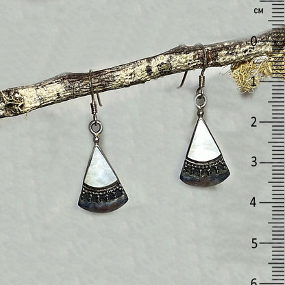 Mother Of Pearl Ornate Sterling Silver Earrings