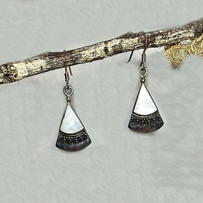 Mother Of Pearl Ornate Sterling Silver Earrings