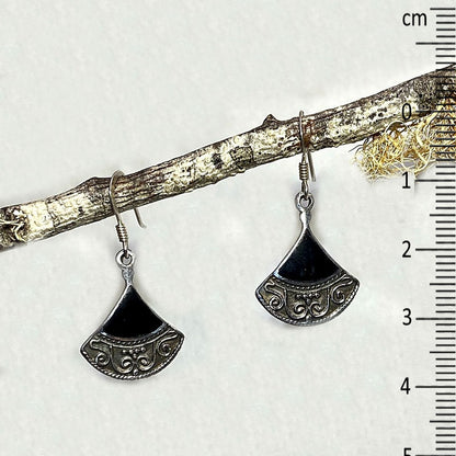 Black Onyx Ornate Sterling Silver Earrings
