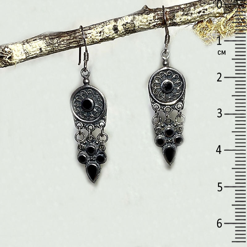 Black Onyx Dream Catcher Earrings