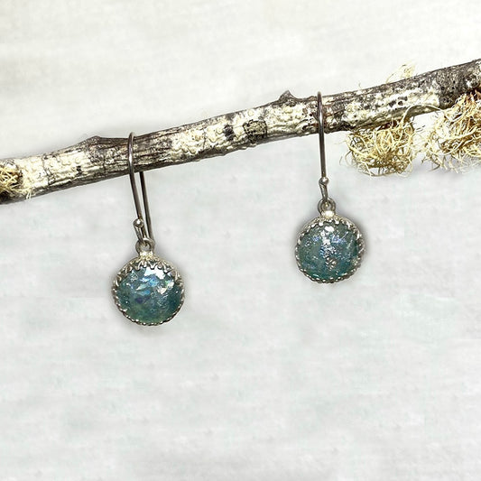 Round Ancient Roman Glass Earrings