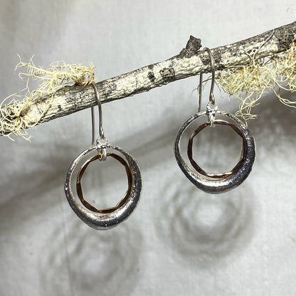 Round Sterling Silver & Gold Earrings