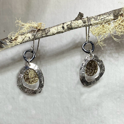 Ornate Sterling Silver & Gold Earrings