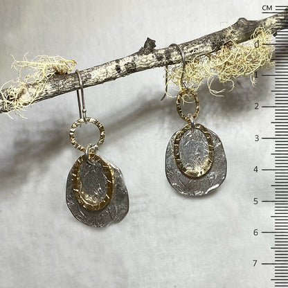 Ornate Sterling Silver & Gold Earrings