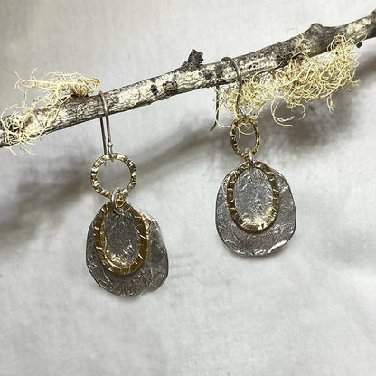 Ornate Sterling Silver & Gold Earrings