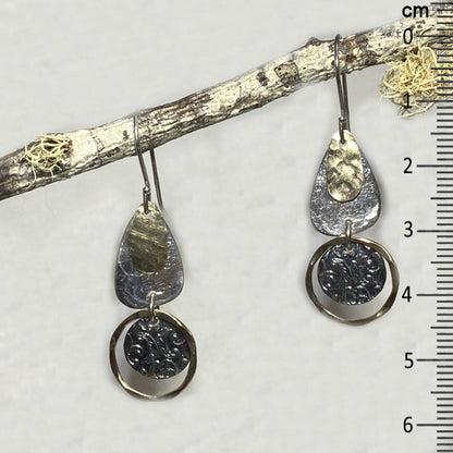 Ornate Sterling Silver & Yellow Gold Earrings