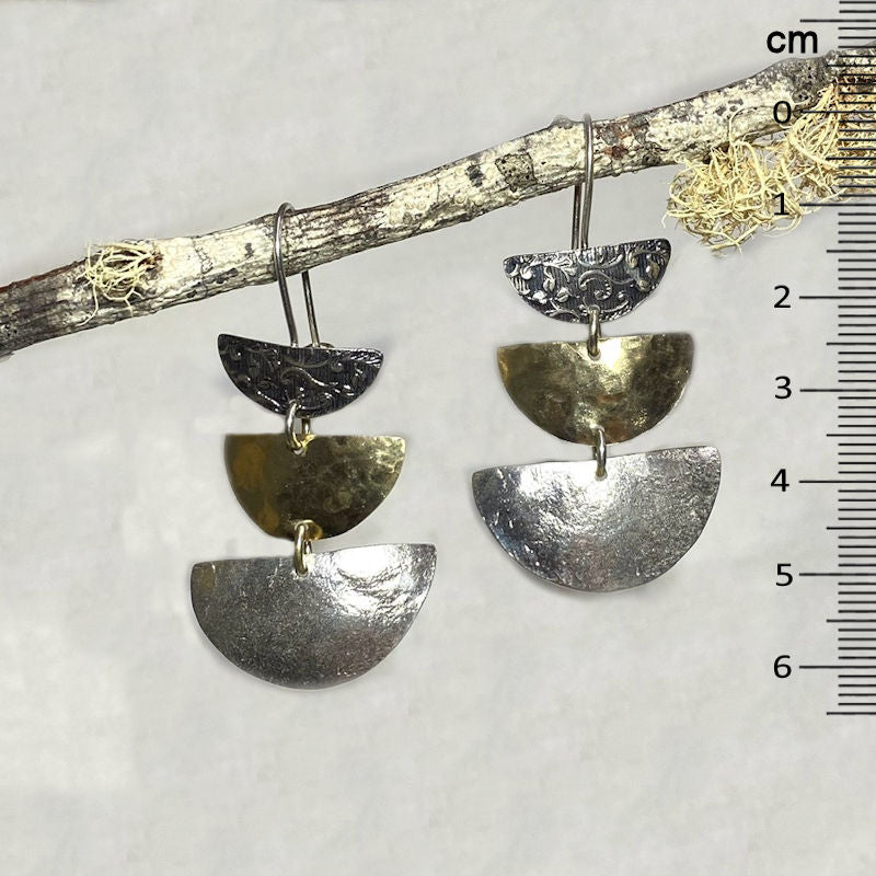 Ornate Sterling Silver & Yellow Gold Earrings