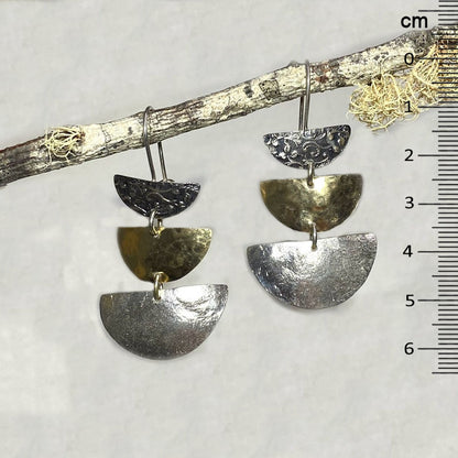 Ornate Sterling Silver & Yellow Gold Earrings