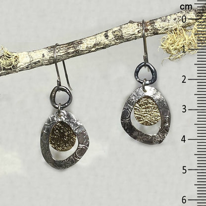 Ornate Sterling Silver & Yellow Gold Earrings