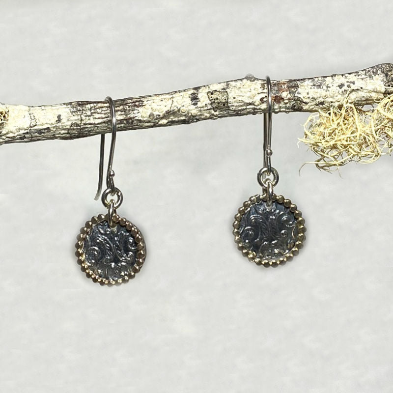 Ornate Sterling Silver & Rose Gold Earrings