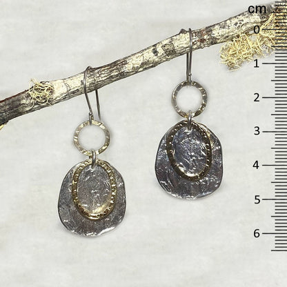 Ornate Sterling Silver & Yellow Gold Earrings