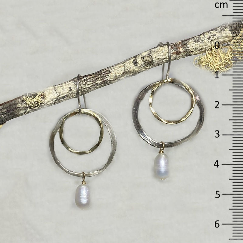 Ornate Sterling Silver & Yellow Gold Earrings