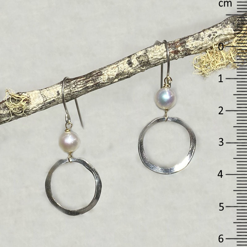 Round Pearl & Sterling Silver With Yellow Gold Detail Earrings