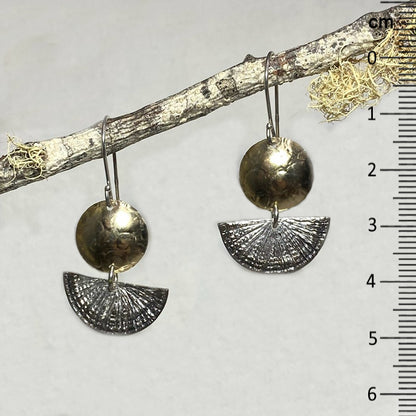 Ornate Sterling Silver & Yellow Gold Earrings