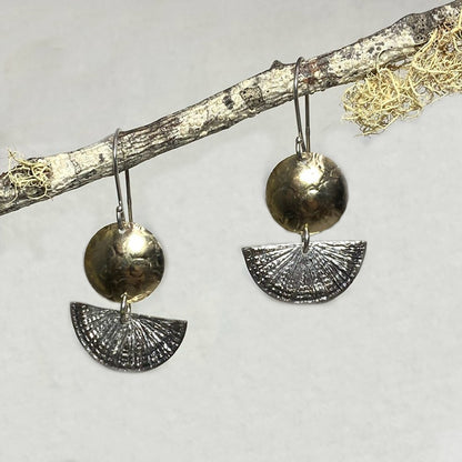 Ornate Sterling Silver & Yellow Gold Earrings