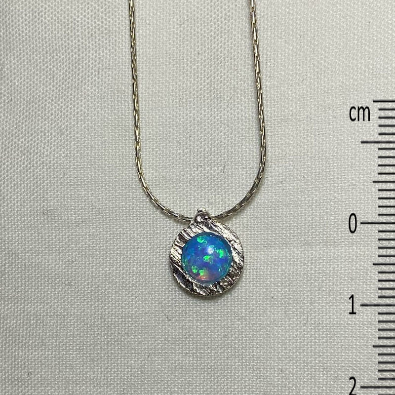 Round Opal & Sterling Silver Necklace