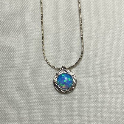 Round Opal & Sterling Silver Necklace