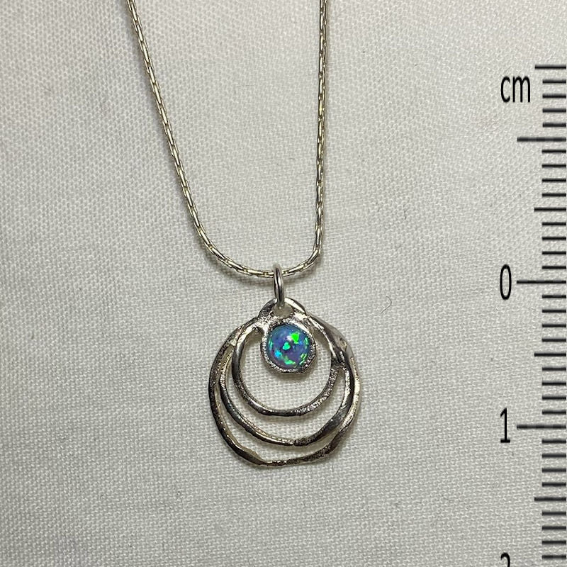 Round Opal & Sterling Silver Necklace