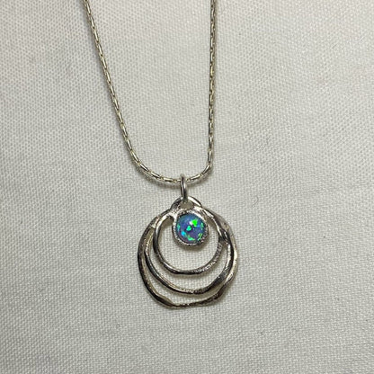 Round Opal & Sterling Silver Necklace