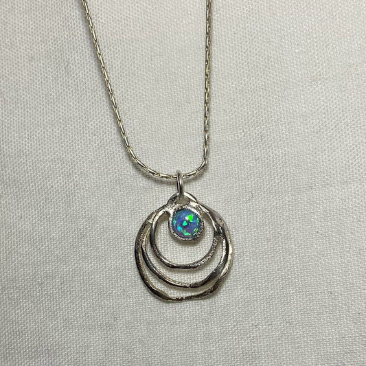 Round Opal & Sterling Silver Necklace
