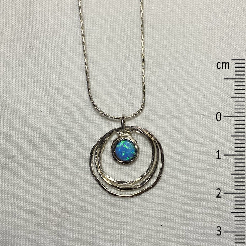 Round Opal & Sterling Silver Necklace