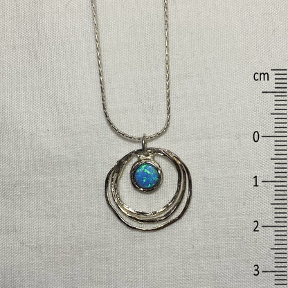 Round Opal & Sterling Silver Necklace