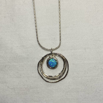 Round Opal & Sterling Silver Necklace
