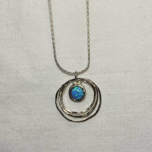Round Opal & Sterling Silver Necklace