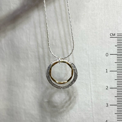 Round Sterling Silver & Gold Necklace