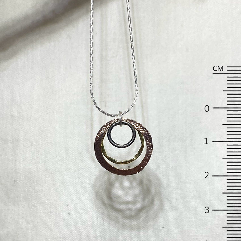 Round Sterling Silver & Gold Necklace