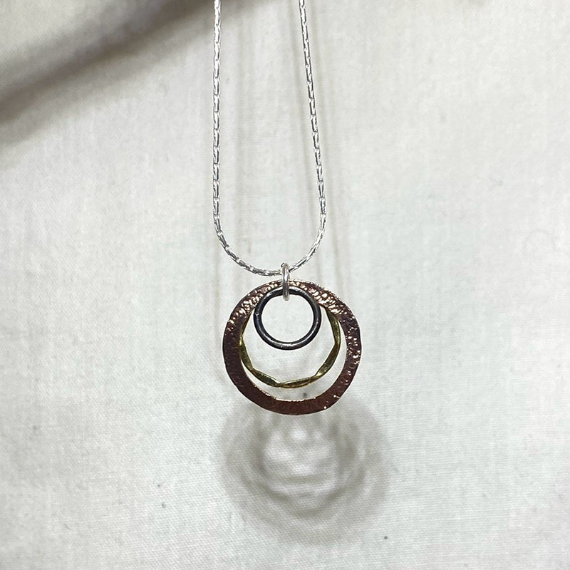 Round Sterling Silver & Gold Necklace