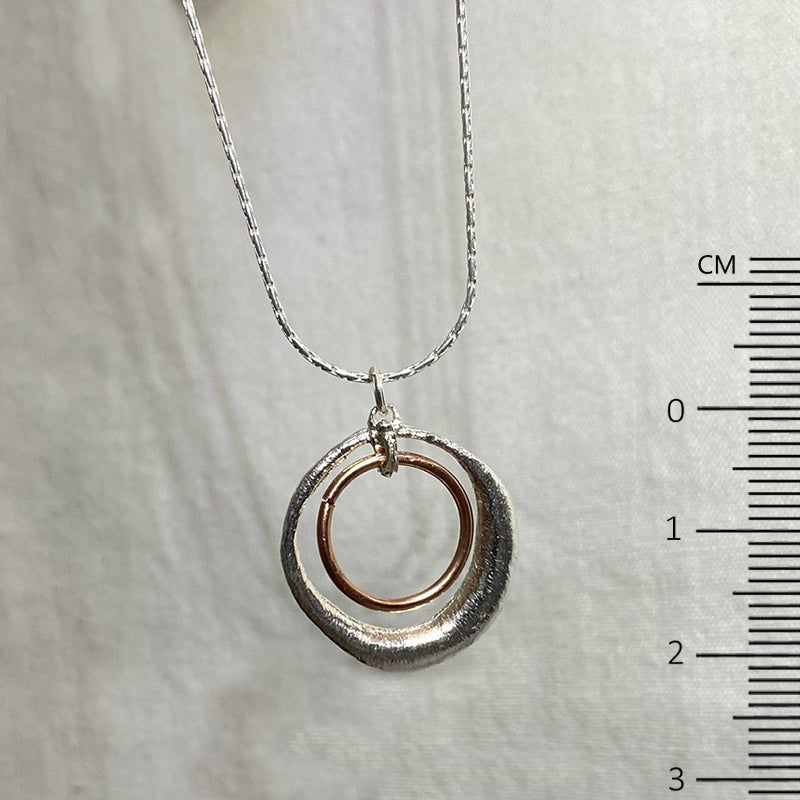 Round Sterling Silver & Rose Gold Necklace