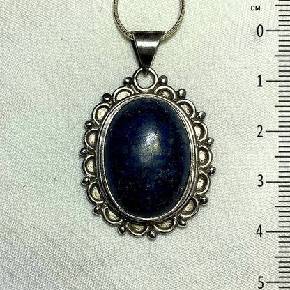 Oval Lapis Lazuli Ornate Sterling Silver Pendant