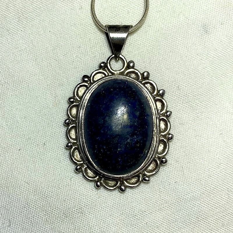 Oval Lapis Lazuli Ornate Sterling Silver Pendant