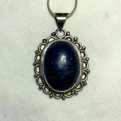 Oval Lapis Lazuli Ornate Sterling Silver Pendant