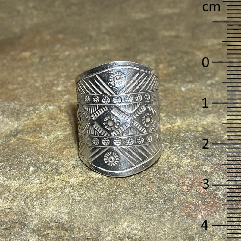 Ornate Hilltribe Silver Ring- Size 9