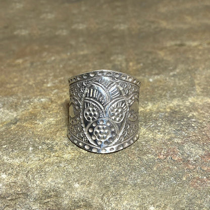 Ornate Hilltribe Silver Ring- Size 9.5