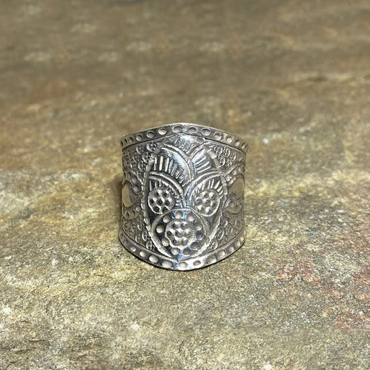Ornate Hilltribe Silver Ring- Size 9.5