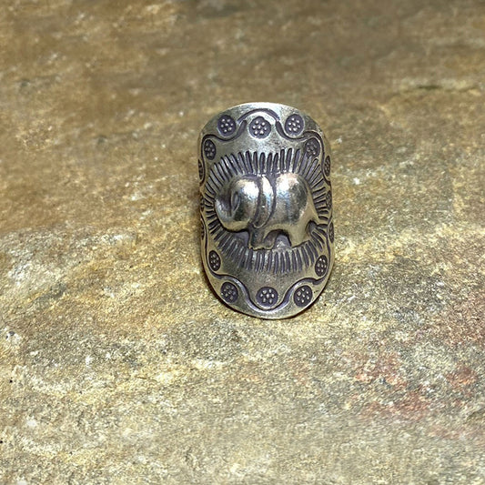 Hilltribe Silver Elephant Ring- Size 8