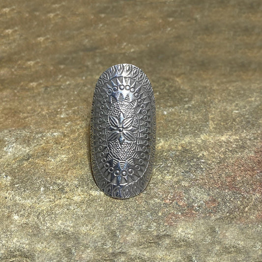 Ornate Hilltribe Silver Ring- Size 8.5