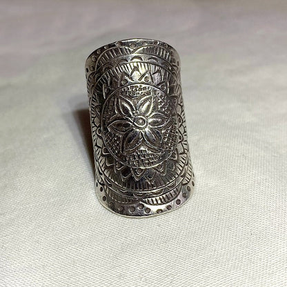 Hilltribe Silver Flower Ring- Size 8