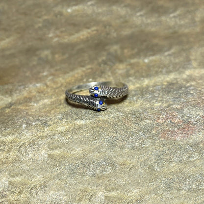 Sterling Silver Lapis Lazuli Snake Ring- Size 7.5