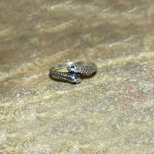 Sterling Silver Lapis Lazuli Snake Ring- Size 7.5