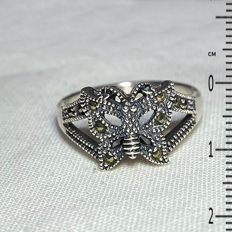 Marcasite Butterfly Ring- Size 7.5