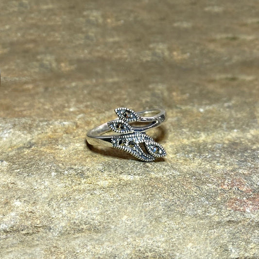 Marcasite Leaf Ring- Size 8