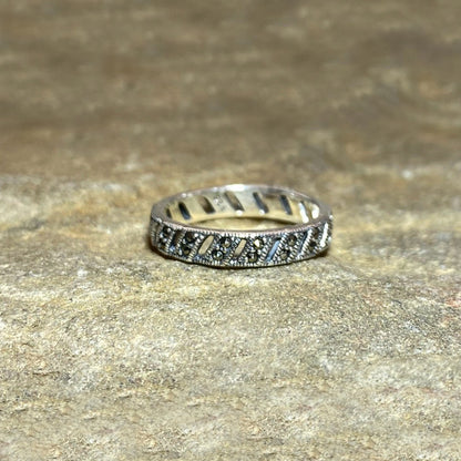Sterling Silver Marcasite Ring- Size 7