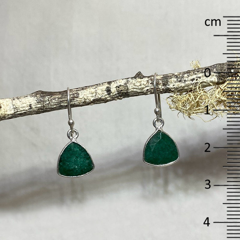 Triangle Faceted Emerald Earrings