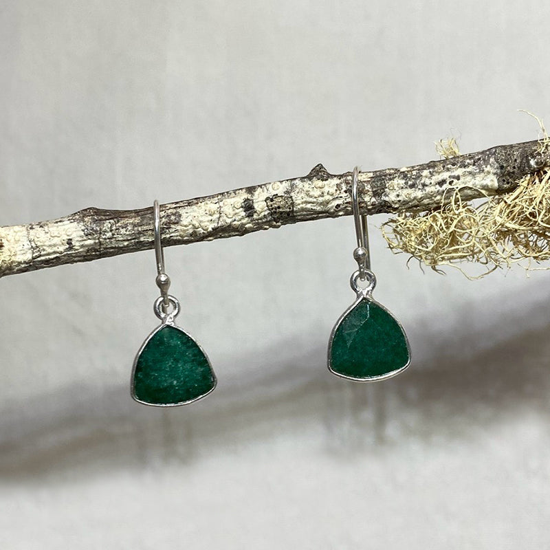 Triangle Faceted Emerald Earrings